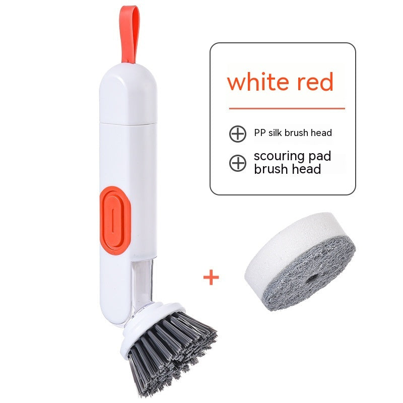 Cleaning brush with interchangeable heads on a white background