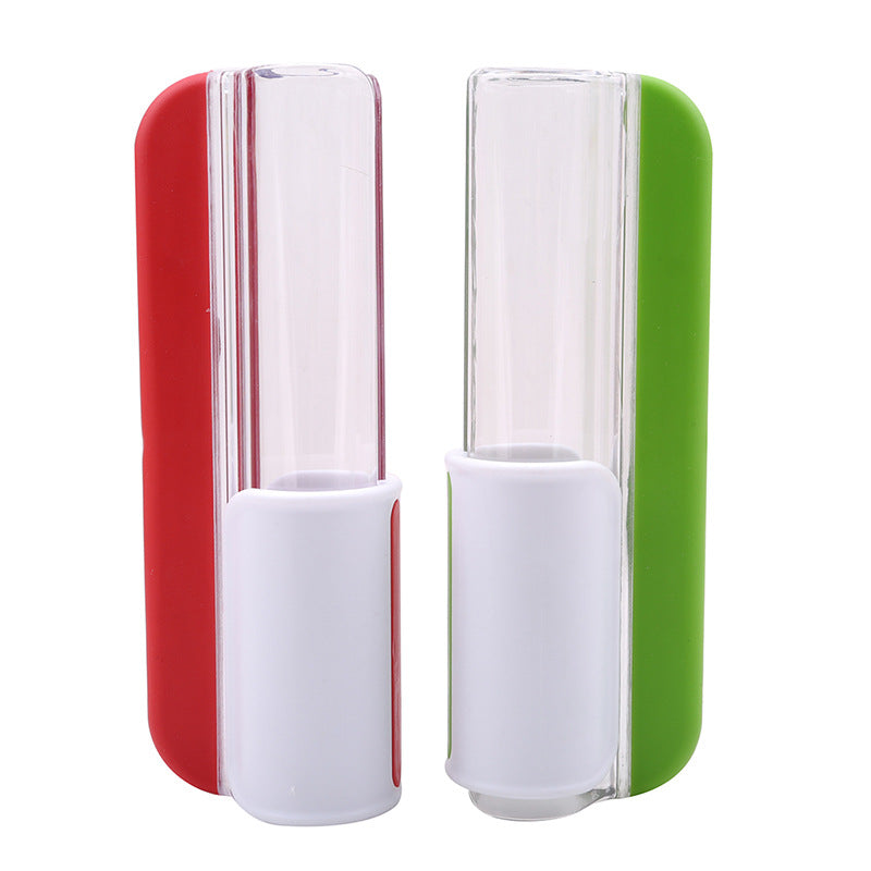 Two glass tumblers with colorful silicone sleeves on a white background