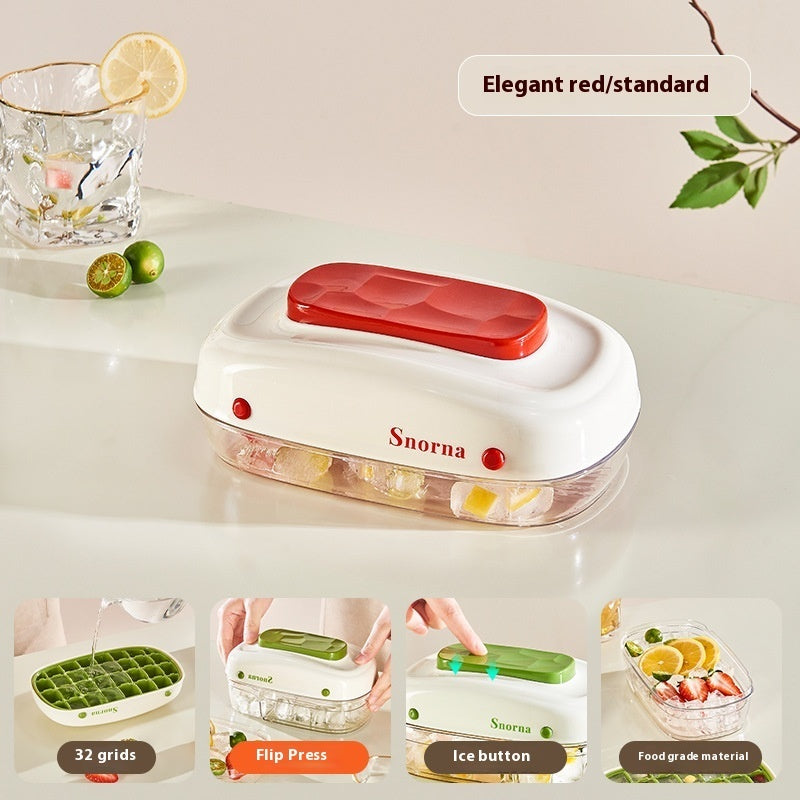 Ice Cube Tray with One-Press Release – BPA-Free, Stackable, Red or Mint Green