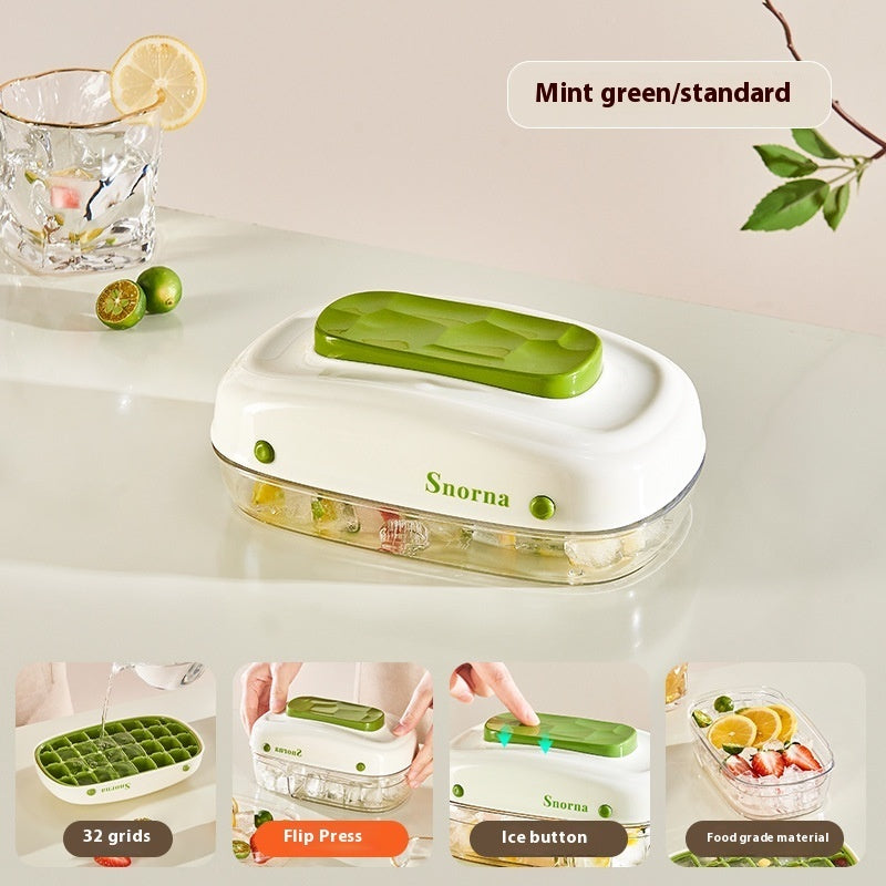 Ice Cube Tray with One-Press Release – BPA-Free, Stackable, Red or Mint Green