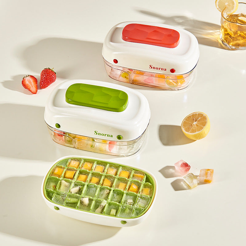 Ice Cube Tray with One-Press Release – BPA-Free, Stackable, Red or Mint Green