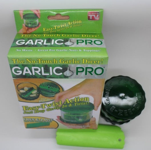 Garlic Pro garlic dicer with packaging on a white background