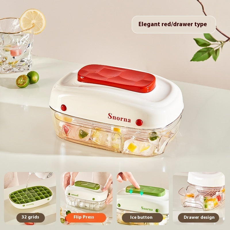 Ice Cube Tray with One-Press Release – BPA-Free, Stackable, Red or Mint Green