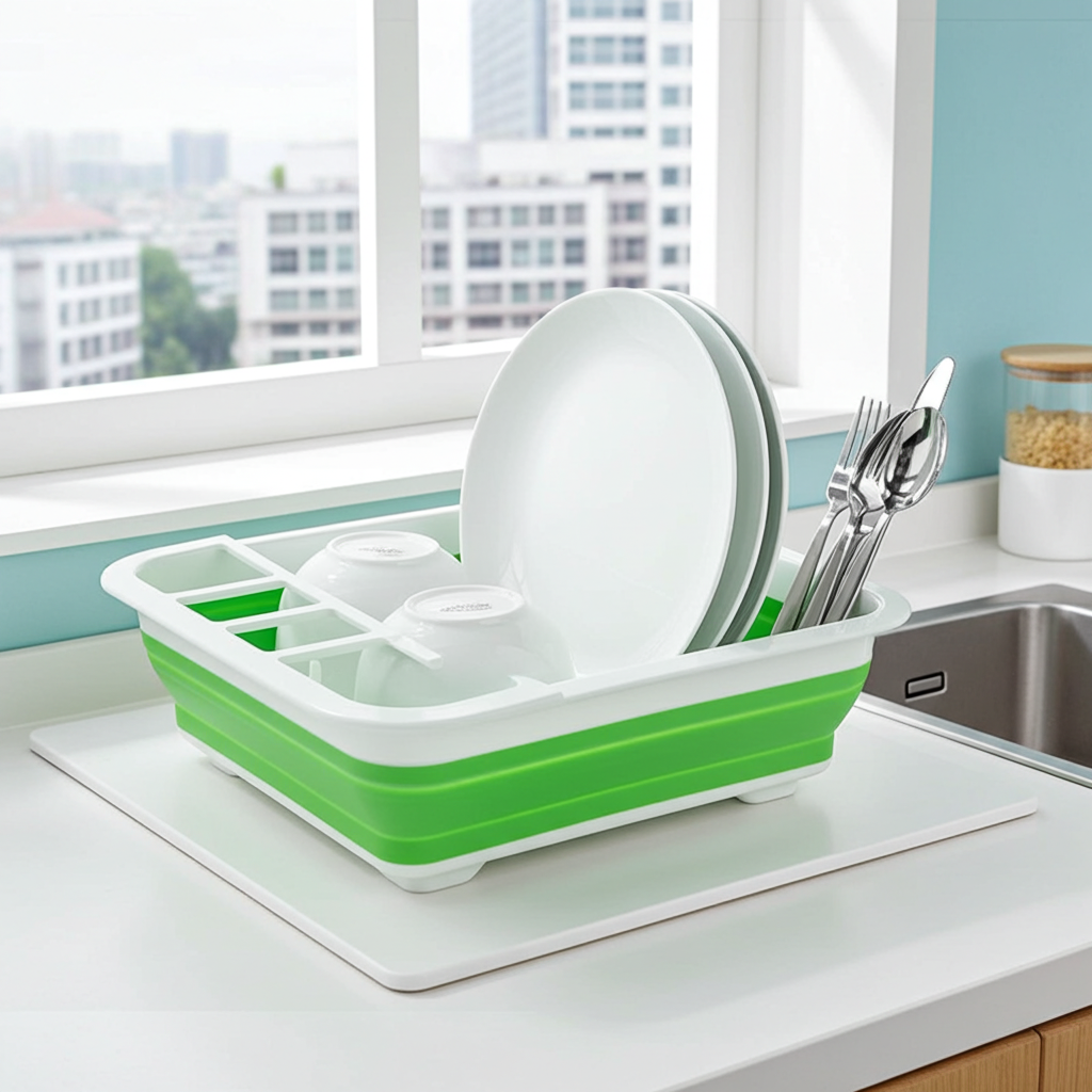 Collapsible Dish Drying Rack – Folds Flat, Non-Slip Feet, Countertop